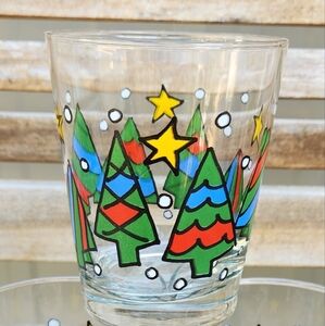 Vintage Christmas Tree Low Ball Old Fashion Glass